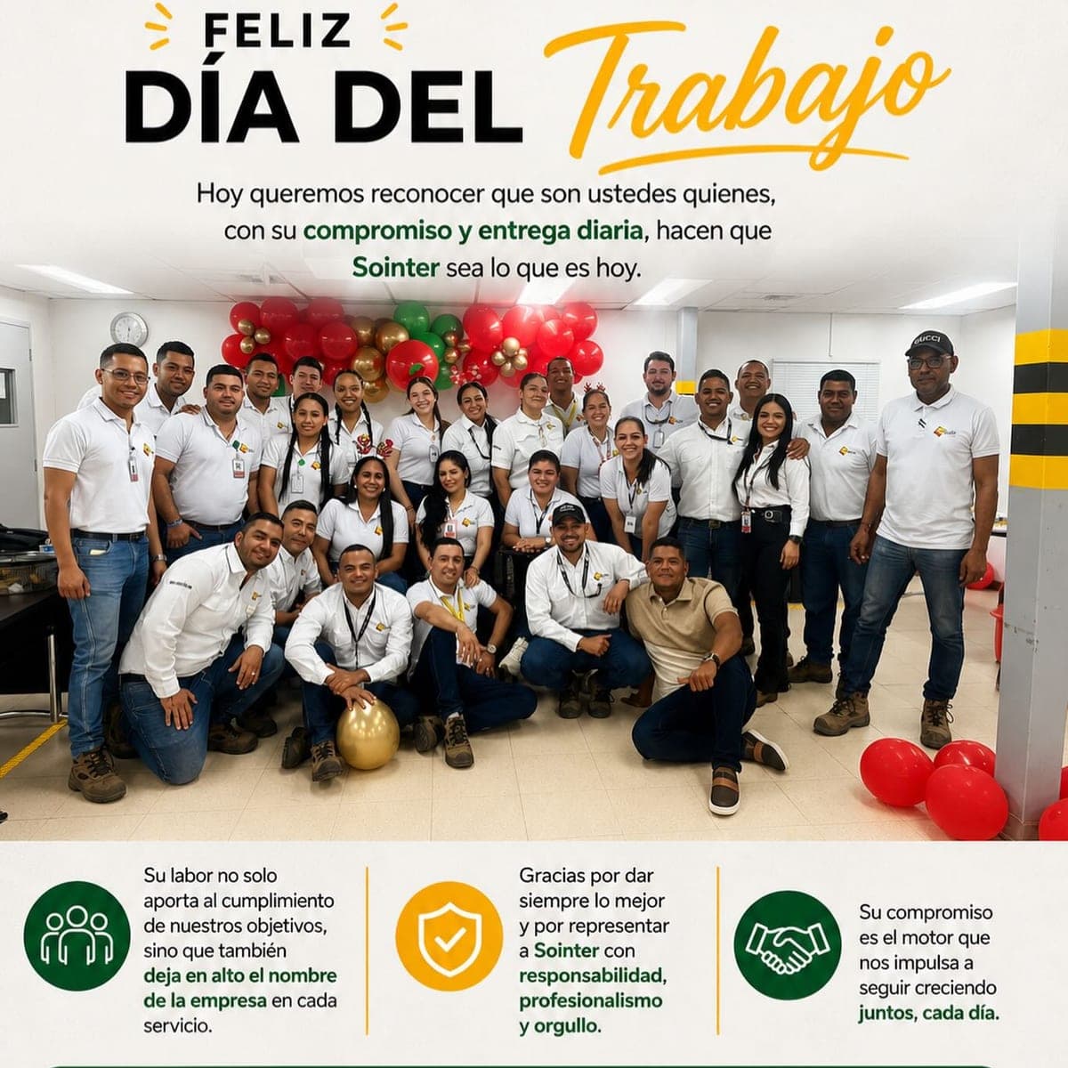 Pieza del Día del Trabajo de SOINTER con el equipo reunido en las instalaciones de la empresa